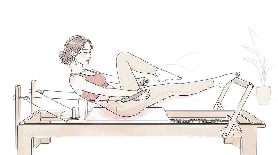 リフォーマーでインナーマッスルを鍛えるイラスト