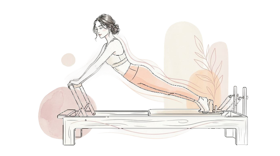 リフォーマーで姿勢を整えるイラスト